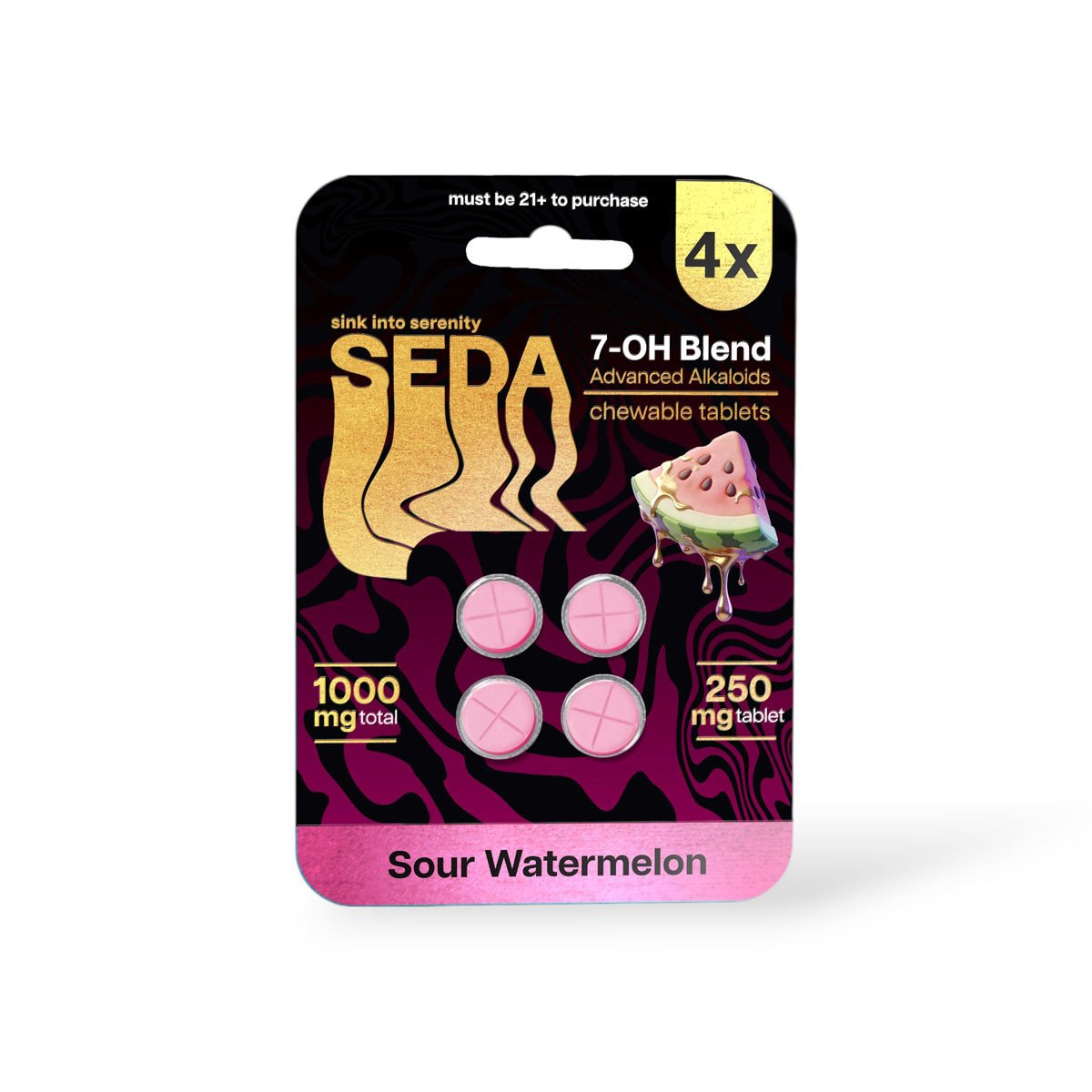seda 7 oh blend sour watermelon 250mg chewable tablet 4ct 68964 seda 7 oh blend sour watermelon 250mg chewable tablet 4ct 68964